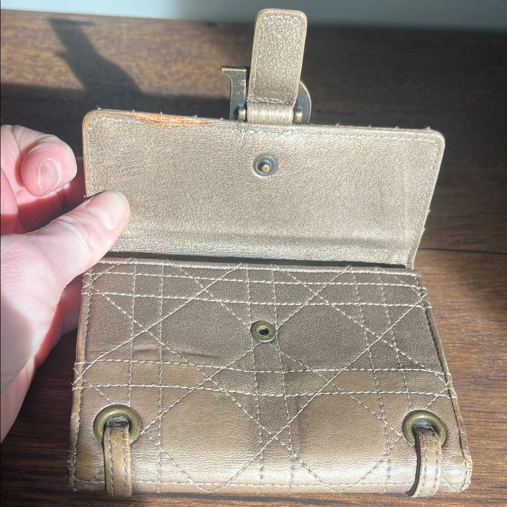 Christian Dior Tan Quilted Leather Wallet